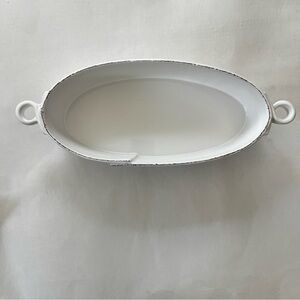 NEW Vietri Lastra White Oval Baker with Handles Made In Italy Stoneware